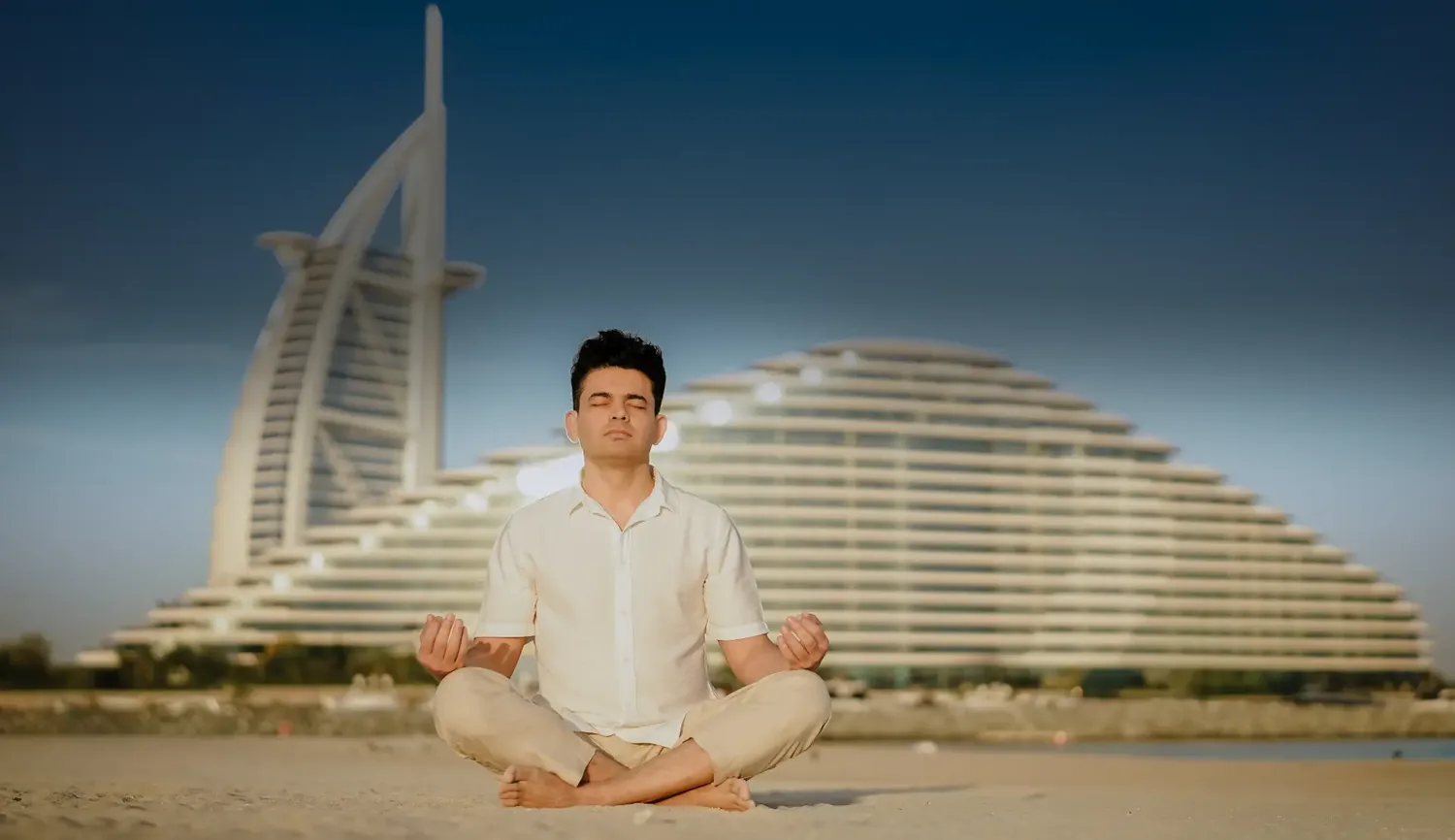 Dr. Shakti Katyal meditating in Dubai