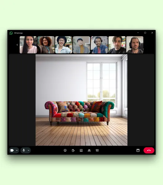 A Desktop video call screen share of a couch