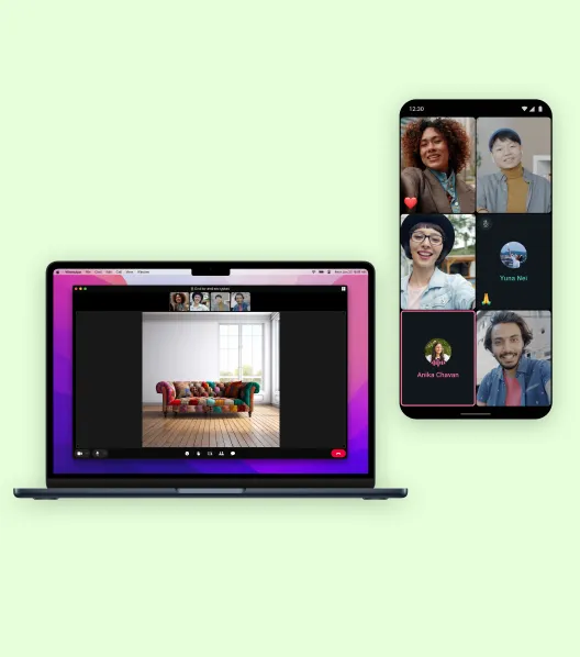 Laptop and mobile device showcasing the ways users can can connect across devices